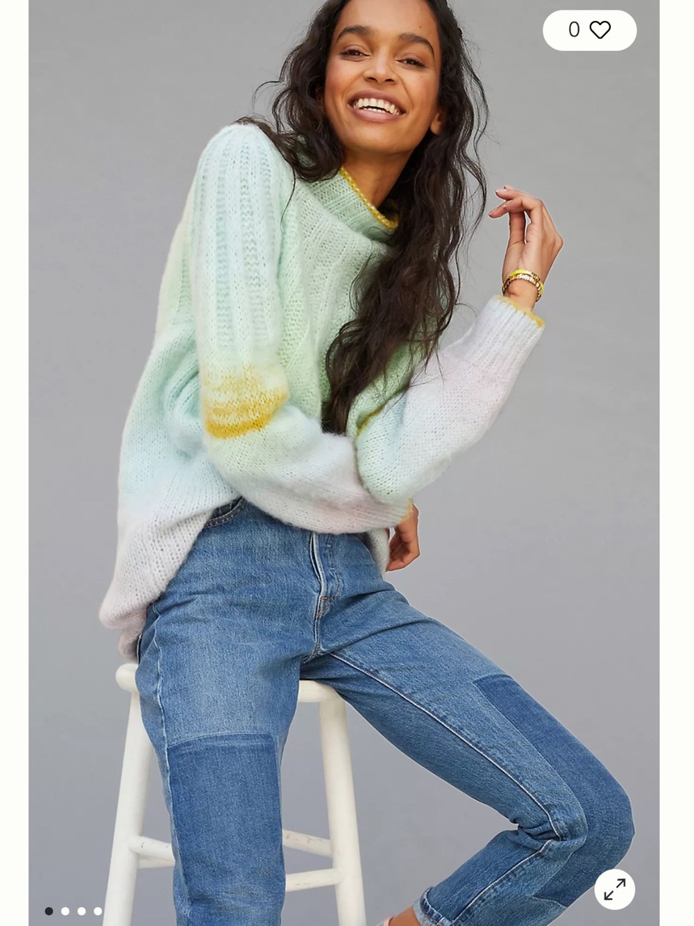 Anthropologie Perri Pastel Ombre Cowl-Neck Sweater in Mint, Yellow & Lavender